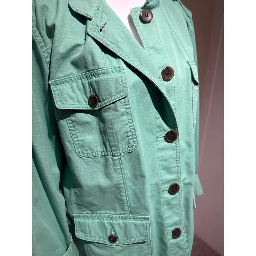 Talbots Green 100%‎ Cotton Button Up Jacket Size 2X - Picture 3 of 5
